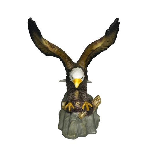 Vintage Ceramic Bald Eagle Figurine Wings Extended Decor YH 1998 - Picture 2 of 5